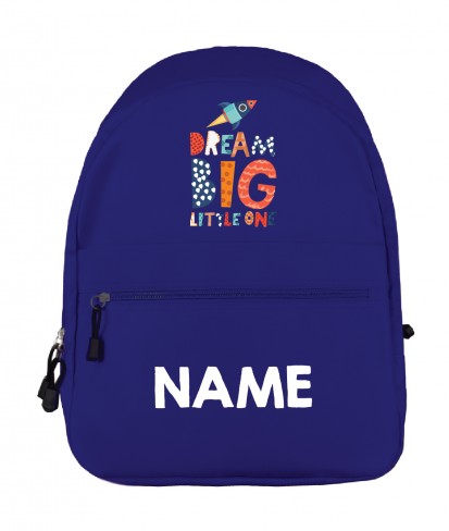 Dream Big Little One Blue Personalised Backpack